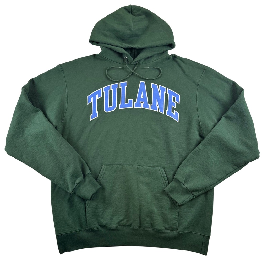 Champion Tulane University Hoodie Mens Large Green Wave Pullover Sweatshirt